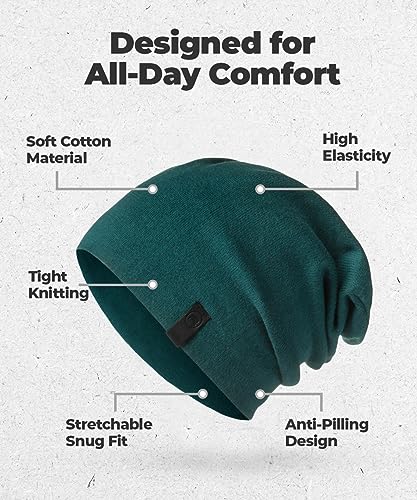 Warm Slouchy Beanie Hat - Deliciously Soft Daily Beanie in Fine Knit - color: Emerald Green
