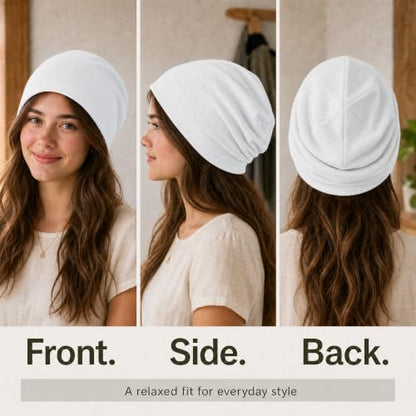 vidsel 100% Cotton Slouchy Beanie, Lightweight Summer Hats for Women Men - color: 1pc White, size: Medium