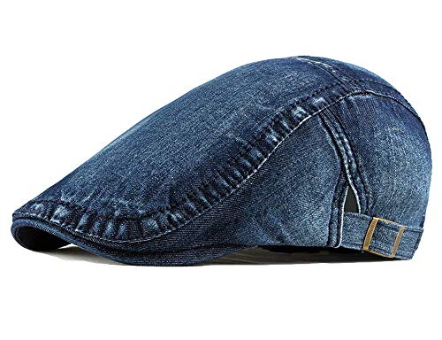 2 Pack Mens Denim Cotton Newsboy Cap Ivy Gatsby Driving Hunting Cabbie Hats - color: 2 Pack-c