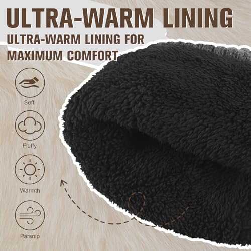 MIG4U Beanie Hat Wool Knitted Fleece Lined, Warm Soft Coral Thick Cuffed Beanie Cap, Classic Double-Layers Winter Hat