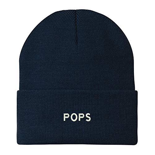 Trendy Apparel Shop Pops Embroidered Winter Long Cuff Beanie - color: Navy