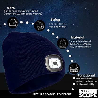 Classic Rechargeable LED Warm Knit Beanie Head Light Hat Headlamp for Outdoor Activities - color: Navy