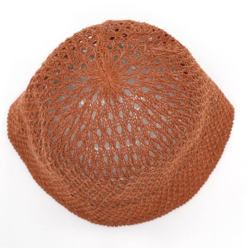 Women's Beach Bucket Hat Fisherman Cap Hollow Mesh Lightweight Breathable Sun Hat for Summer - color: Hollow Brown