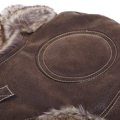 Janey&Rubbins Russian Hat Fur Soviet Ushanka Cossack Winter Cap Earflap Snow Ski Headwear - color: A - Brown/Leather, size: Medium