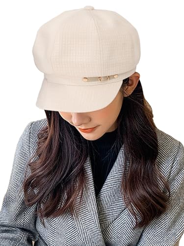 Women Beret Newsboy Hats Classic Autumn Spring Winter Cap - color: Beige-2