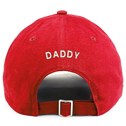 Trendy Apparel Shop Daddy (Back) Embroidered 100% Cotton Dad Hat - color: Red