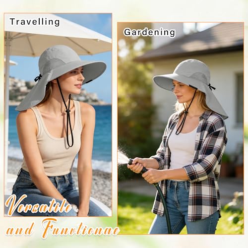 Tirrina Women's Sun Hat Wide Brim, UV Protection Sun Hats for Women - color: Gray