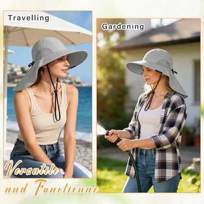 Tirrina Women's Sun Hat Wide Brim, UV Protection Sun Hats for Women - color: Gray