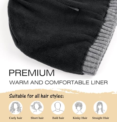 Wmcaps Winter Knitted Beanie for Men Women, Fleece Lined Warm Hat - color: Grey