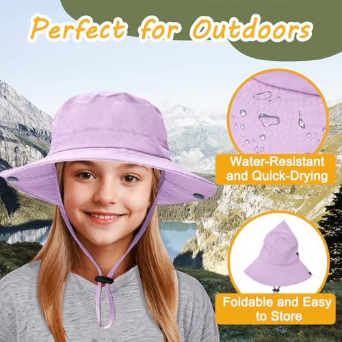 ZOORON Kids Sun Hat UPF 50+ Quick Dry Bucket Safari Hat for Girls and Boys - color: Purple