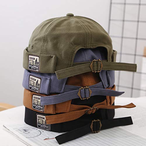 Men Hats Docker Cap Hats Beanie Sailor Cap Worker Hat Rolled Cuff Retro Brimless Hat with Adjustable - color: Dzm34-blue
