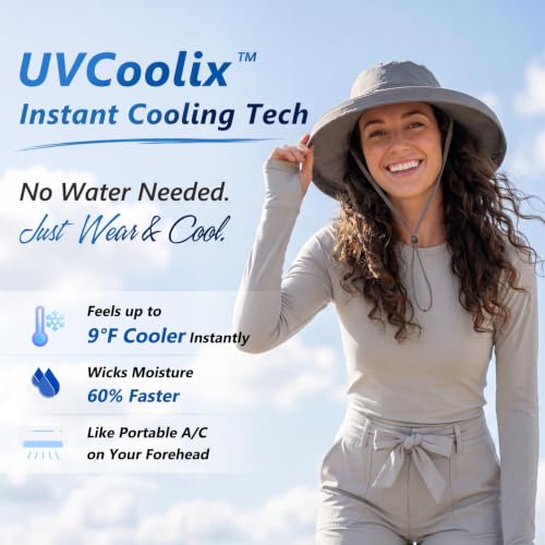 TOP-EX UVCoolix Women's UPF 50+ Wide Brim Cooling Sun Hat - color: Grey, size: X-Large