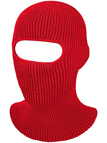 SATINIOR 1 Hole Ski Mask Winter Knitted Balaclava Warm Full Face Mask Windproof Head Cover for Men Women Sports Outdoor - color: Red, size: Medium