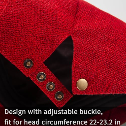LADYBRO 2-Pack Unisex Flat Cap Newsboy Hats for Men Women Casual Adjustable - color: Black+red