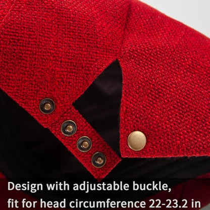 LADYBRO 2-Pack Unisex Flat Cap Newsboy Hats for Men Women Casual Adjustable - color: Black+red