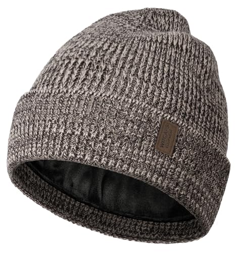 Wmcaps Winter Beanie for Men Women, Soft Warm Fleece Lined Knit Hat - color: Beige/Coffee
