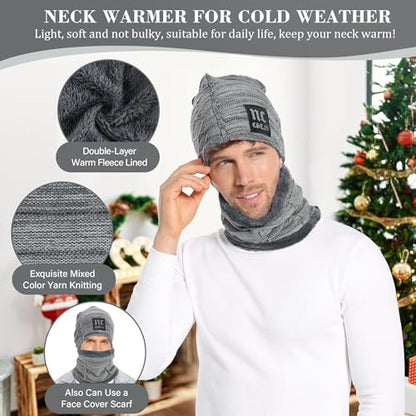 FZ FANTASTIC ZONE Mens Womens Winter Beanie Hats Warm Neck Warmer Scarf Set - color: Nc Grey