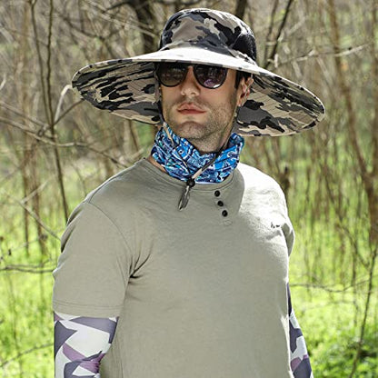 HUAMULAN Men Women 6" Wide Brim Sun Protection Hat Summer Fishing Hats - color: Hn002-micai5
