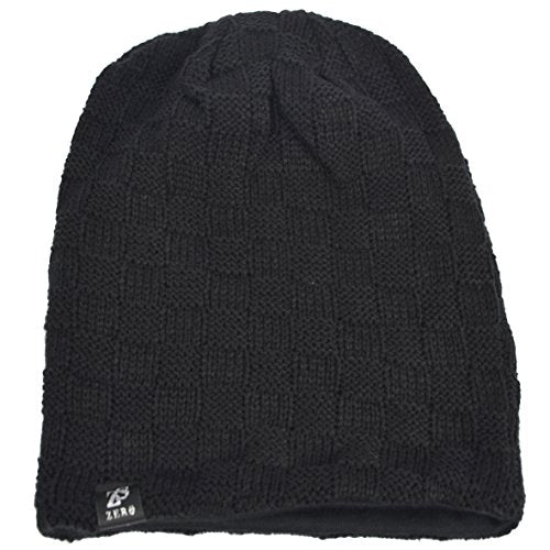 VECRY Men's Slouch Beanie Skull Cap Long Baggy Hip-Hop Winter Summer Hat - color: Checked-black
