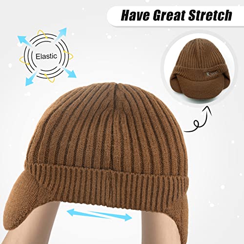 BAVST Hat for Men Knitted Beanie Women Winter Hats Men’s Stretchy Caps Outdoor Beanies Fleece Lined Ear Warmer - color: C-khaki