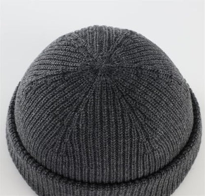 Connectyle Short Fisherman Beanie for Men Women Warm Winter Hats Knit Cuffed Beanies Skull Cap Acrylic Watch Hat - color: Dark Grey