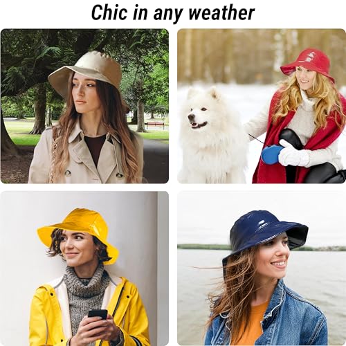 Toutacoo, Wide-Brimmed Vinyl Rain Hat (12-Light Grey Silver/M)