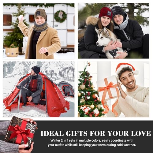 FZ FANTASTIC ZONE Mens Womens Winter Beanie Hats Warm Neck Warmer Scarf Set - color: Nc Black