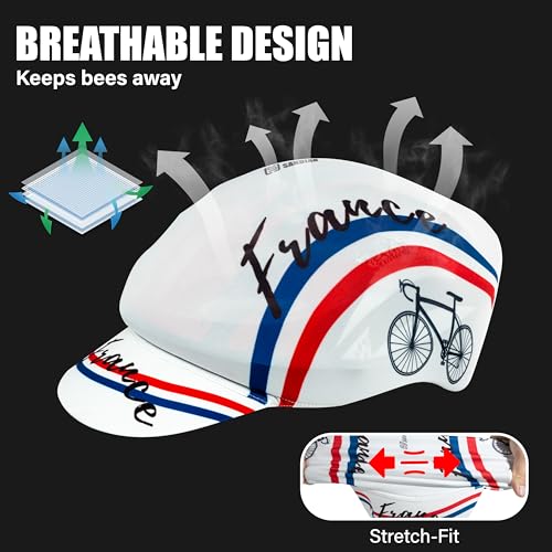 [France], Cycling Bicycle Helmet Cover, Breathable Stretch-Fit One Size for Most Half-Face Helmets, Vintage Style