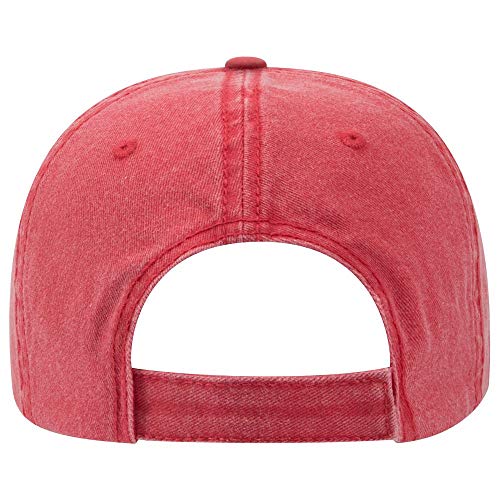 OTTO Garment Washed Pigment Dyed Cotton Twill 6 Panel Low Profile Dad Hat - color: Red