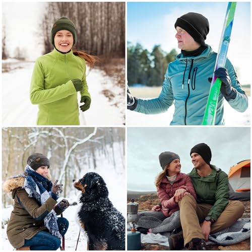 Beanie for Men Winter Thermal Cuffed Knit Hat Warm Gifts Womens Beanies - color: Black