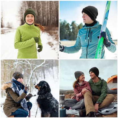 Beanie for Men Winter Thermal Cuffed Knit Hat Warm Gifts Womens Beanies - color: Black