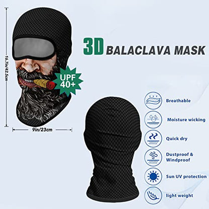 Obacle Balaclava Face Mask for Men Women Motorcycle Ski Hunting Cycling Fishing - color: Men Beard With Right Cigar