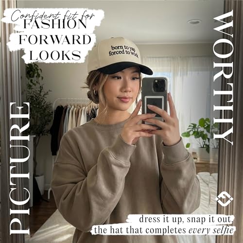 Funky Junque Adult Trucker Snapback Hat 2-Tone Baseball Cap - color: Born to Yap Forced to Work - Black/Beige