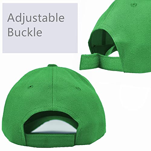 Glory Max Plain Baseball Cap Hook & Loop Strap Adjustable Solid Blank Curved Visor Hat - color: Kelly Green