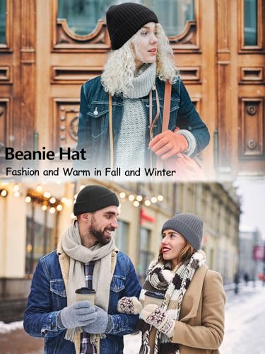 Wool Short Fisherman Beanie for Men Women Double Cuffed Skull Caps - color: 1pcs-white