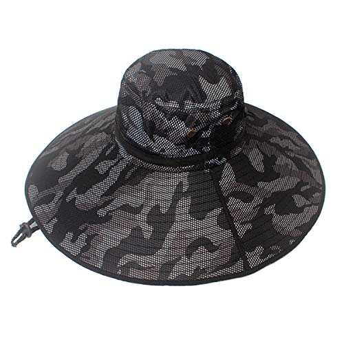 HUAMULAN Men Wide Brim Sun Hat Summer Outdoor Women Bucket Fishing Hats - color: B3ywmh5-heise