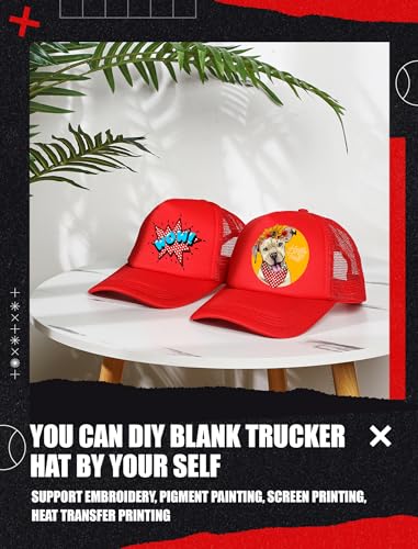 Tarpop 10 Pcs Sublimation Blank Trucker Hats Bulk - color: Red