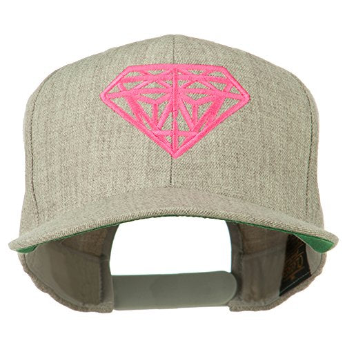 e4Hats.com Pink Diamond Outline Embroidered Snapback Cap - color: Heather