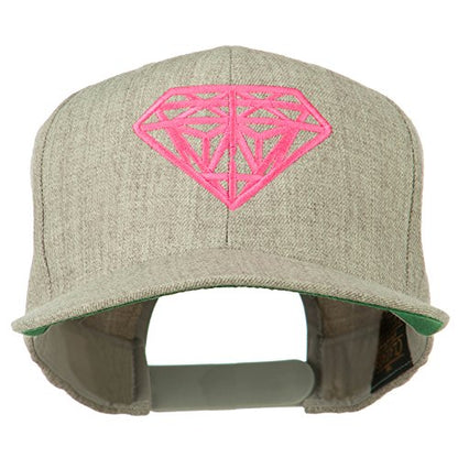 e4Hats.com Pink Diamond Outline Embroidered Snapback Cap - color: Heather