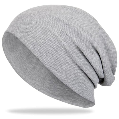 vidsel Slouchy Beanie Hats for Women & Men Cotton Knit Cuffed Skull Cap - color: 1-light Heather Grey