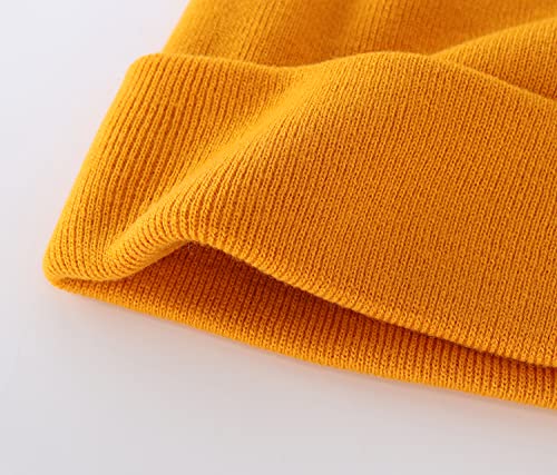 Home Prefer Mens Winter Hats Acrylic Knit Cuff Beanie Cap Warm Womens Beanie Hat - color: Yellow