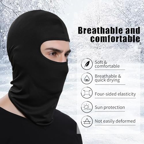 Xeoxarel Winter Ski Mask for Men Women, Thermal Balaclava, Full Face Cover - color: 3 Pack - Black Fleece Ski Mask
