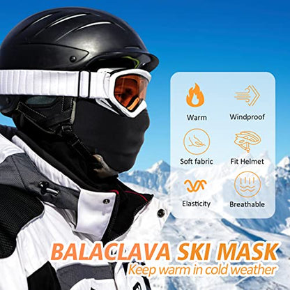 KGC Winter Balaclava for Men Women, Thermal Ski Mask Cold Weather Face Mask - color: Black