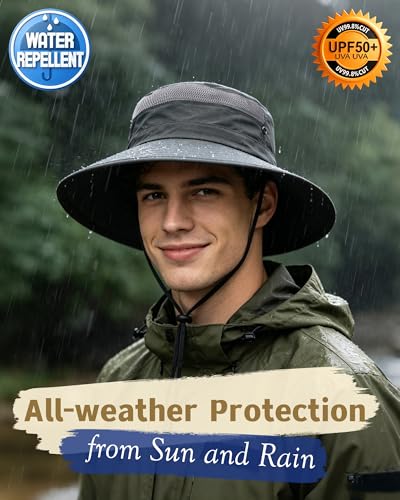 3 Pack Mens Boonie Sun Hat UV Protection Outdoor Bucket Fishing Hat for Hiking Safari & Gardening - color: 3 Pack-dark Grey