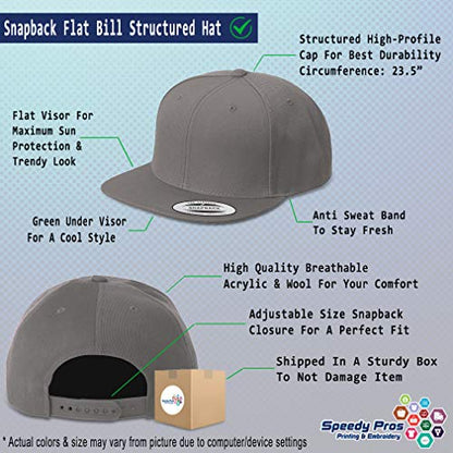 Speedy Pros Snapback Hats for Men & Women I'll Bring The Crown Acrylic Flat Bill Baseball Cap - color: Dark Grey