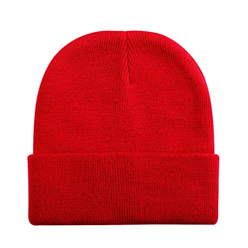 UTTPLL Baby Boy Girl Knit Warm Baby Hats Thick Soft Toddler Beanies Slouchy Ribbed Cuffed Beanie for Boys Girls - color: Red