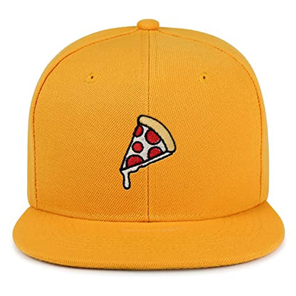 JPAK Pizza Hip-Hop Snapback Hat Embroidered Baseball Cap Foodie - color: 09. Yellow