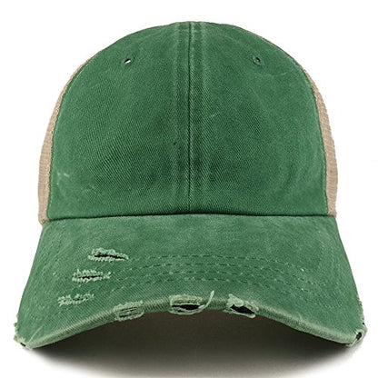 Trendy Apparel Shop Pigment Dyed Front Mesh Back Frayed Bill Trucker Cap - color: Kelly