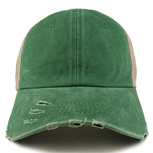 Trendy Apparel Shop Pigment Dyed Front Mesh Back Frayed Bill Trucker Cap - color: Kelly