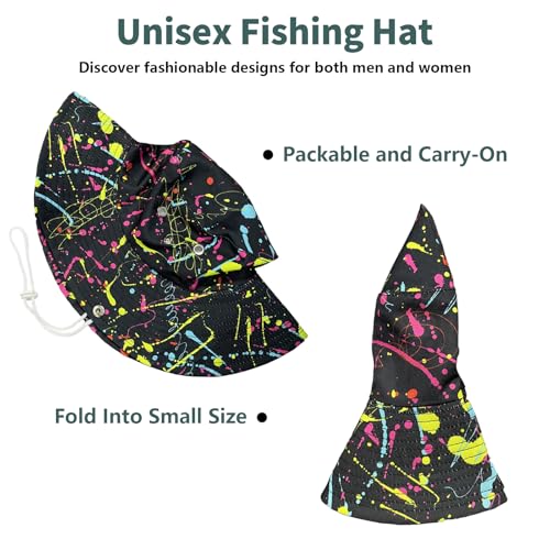 Funny Sun Hat for Men Women Wide Brim Bucket Hat Hiking Boonie Hat Summer Beach Fishing Caps - color: Splatter